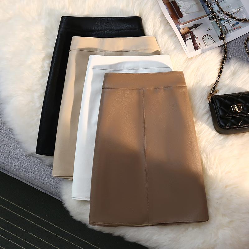 

Skirts Black White Pu Leather Mini Elegant High-Waisted Women' Spring Autumn Winter Korean Style Fashion 2023 Harajuku Clothes