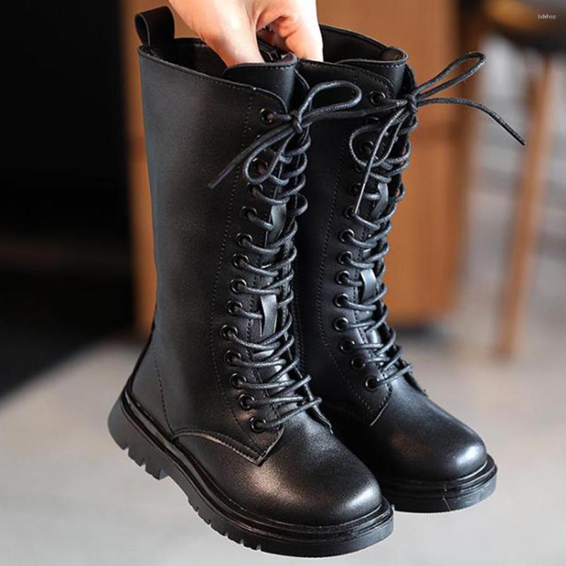 

Athletic Shoes Kids Boots Baby Girl For Girls Toddler Leather Non-slip Winter Plush Zip Design Ankle Short, Black