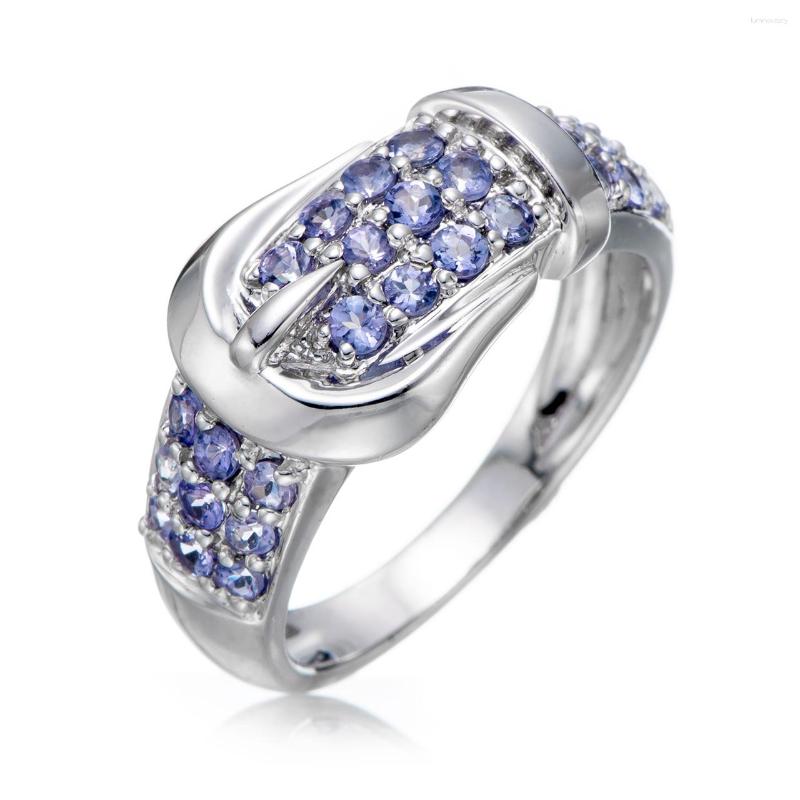 

Cluster Rings GESIDE Tanzanite Rhodium Over Sterling Silver Ring