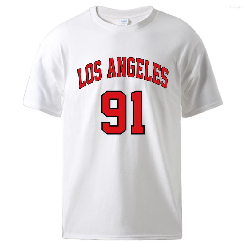 

Men' T Shirts Los Angeles 91 Team Uniform Printing Shirt Male Loose Cotton Casual Tee Soft Breathable Clothes Basic All Match T-Shirts, Blue