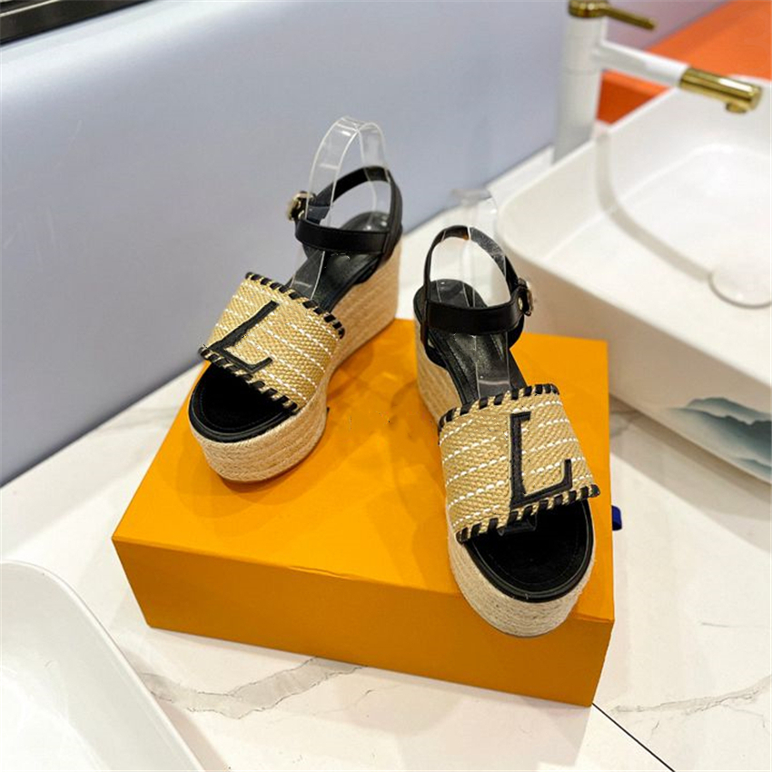 

Fashion Sandals Luxury Design 2023 Luis Women's High Heels Business Work Leather Canvas Casual Student Sandals vuttonity 07-011