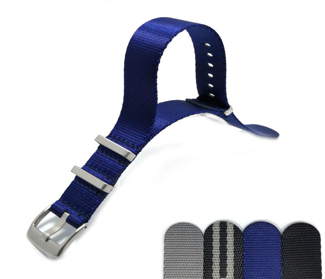 

Strap NATO Pure Nylon Watch Strap 20MM Silver Buckle Accessories Solid Color5560071