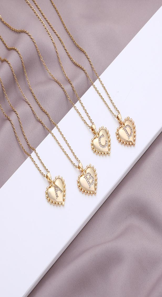 

Chains Letter Pendant Necklace For Women Gold Color Chain 26 Alphabet Initial Rhinestone Heart Necklaces Female Jewelry Bijoux6013344