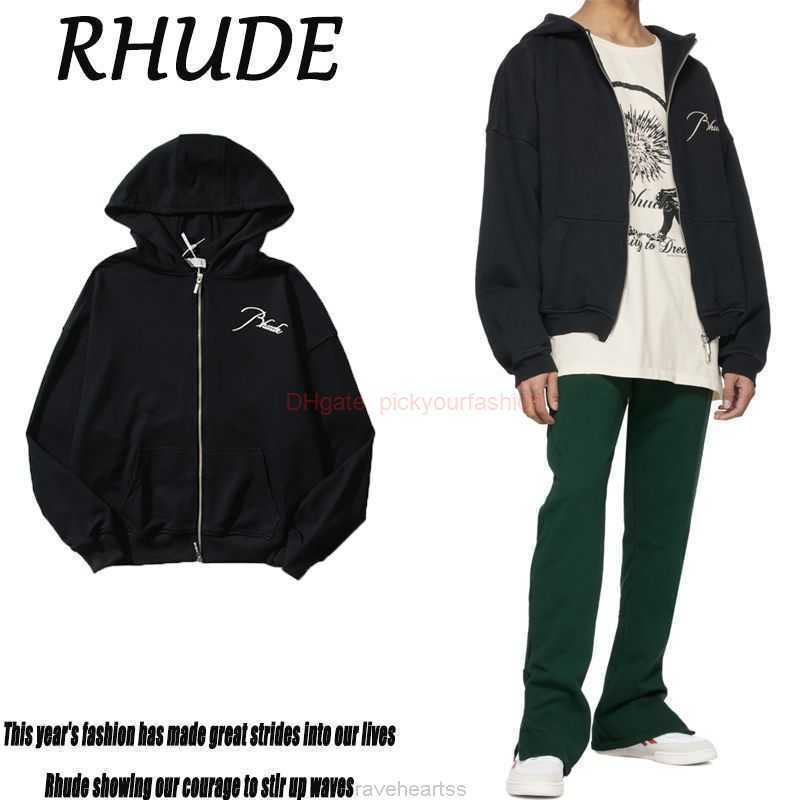 

Designer Clothing Mens Sweatshirts Hoodies Rhude Hoodie Ins Super Hot Brand Letter Embroidery High Street Fog Loose Cotton Zipper Coat Fashion Streetwear Pullover, Shipping fee