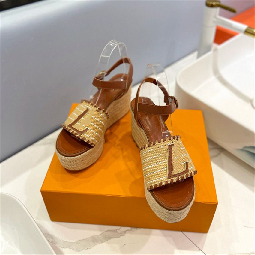 

Fashion Sandals Luxury Design 2023 Luis Women's High Heels Business Work Leather Canvas Casual Student Sandals vuttonity 07-012