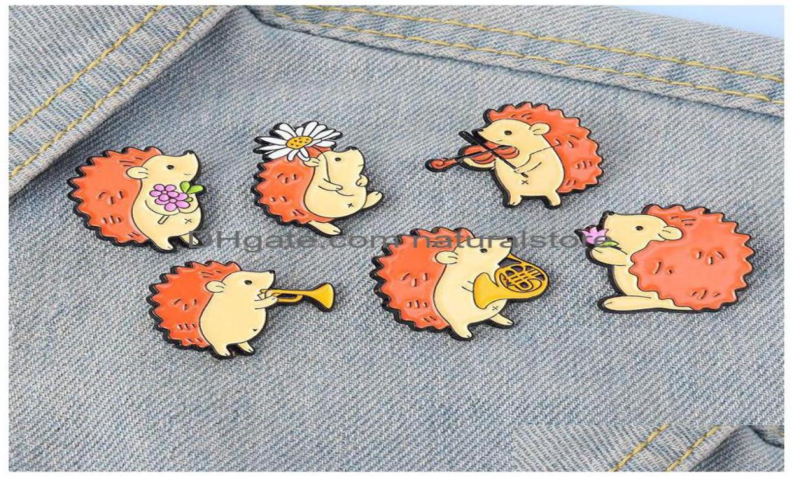 

Pins Brooches Hedgehog Cartoon Animal Enamel Pin For Women Fashion Dress Coat Shirt Demin Metal Funny Brooch Pins Badges Promotion3333840