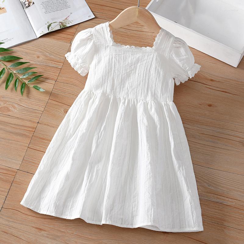 

Girl Dresses 2023 Summer White Casual Dress Puff Sleeve Princess Kids Clothes Girls Children, Bz1349 white