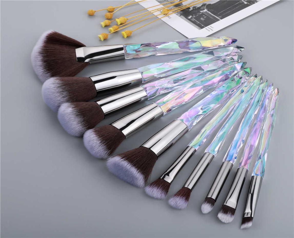 

Crystal Makeup Brushes Powder Foundation Eyeshadow Eyebrow Cosmetics for Face Fan Make Up Brush Set Brochas Maquillaje7272896