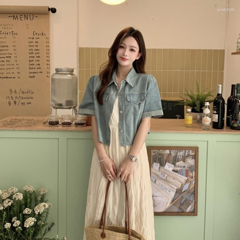 

Women' Jackets Jeans Coat In Outerwears Women' Trend 2023 Summer Woman Denim Short Coats Crop Outerwear Top Clothing, Blue