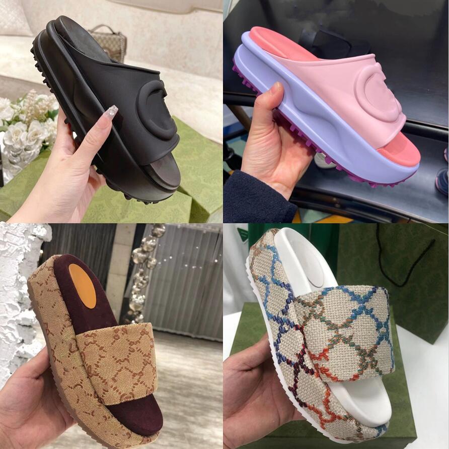 

Sandals Designer Ladies Summer Beach Slippers Stripes Casual Flip Flops Embroidered Slipper Printed with Increased Thickness Casual Women's Sandal 35-44, Yellow