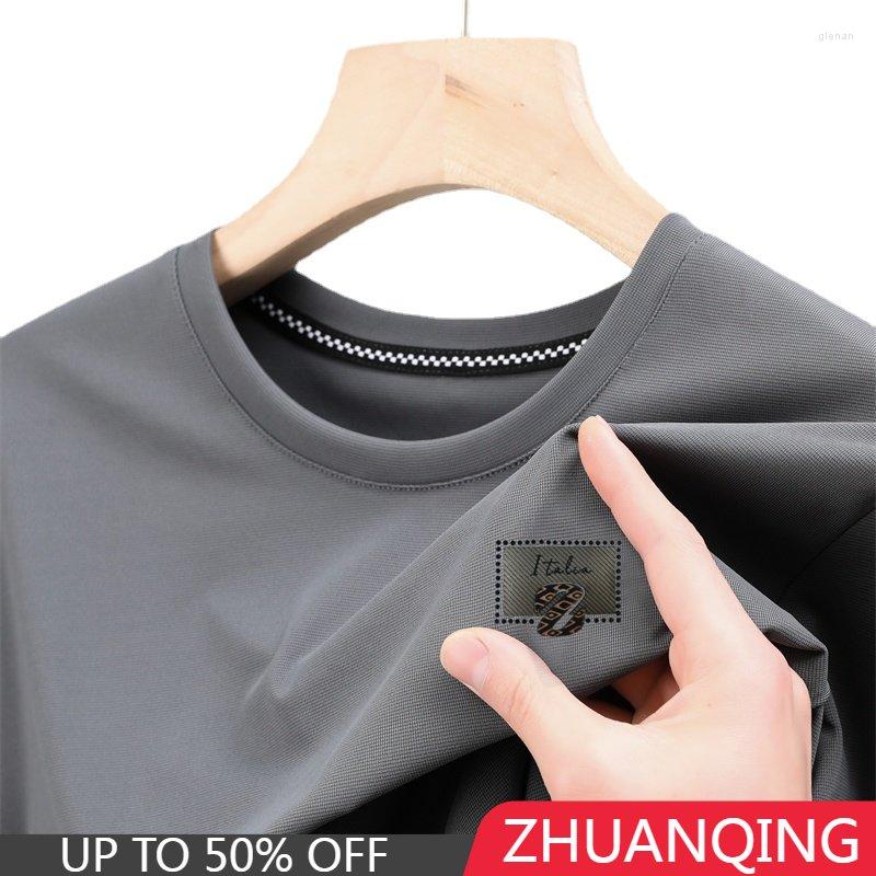 

Men's T Shirts 2023 Men Fashion Clothes Trend Embroidery Summer Breathable Ice Silk T-shirt Luxury Designer Brand Short Sleeve Tee, Fuchsia