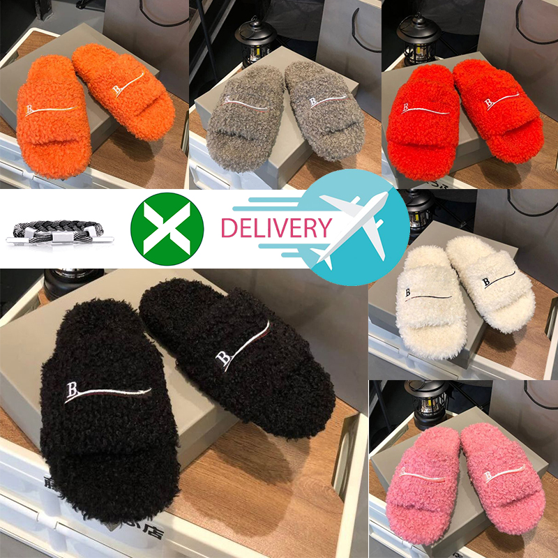 

Luxurys designers Women Ladies wool Slippers Slides Winter fur Fluffy Furry Warm letters Sandals Comfortable Fuzzy Girl Flip Flop Slipper slide size 35-44, Color #6