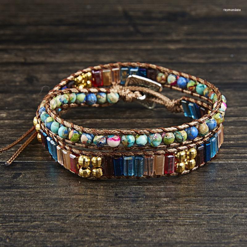 

Bangle Bohemian Natural Stone Bracelet Seven Chakras Handmade Stretchable Elastic For Women Gifts Jewelry Accessories Raym22