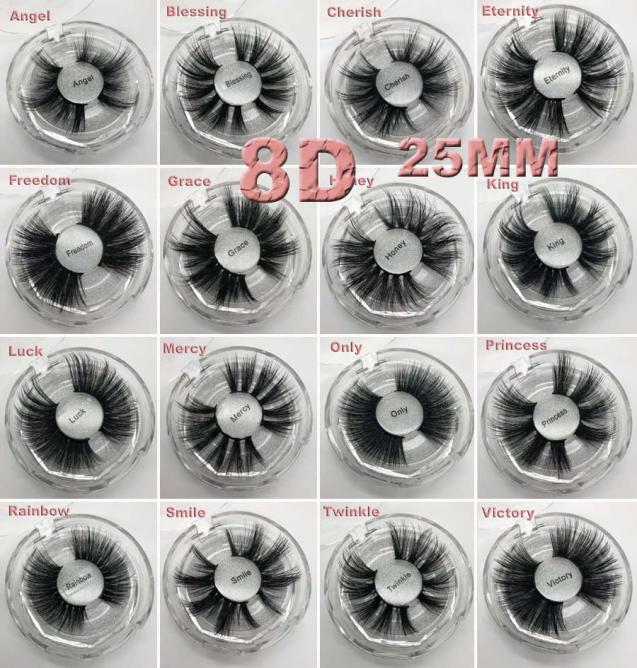 

25mm 5D mink eyelashes 16 styles 1 pair Super Long natural Thick 25MM 100 Mink Lashes Lifelike handmade 7627507