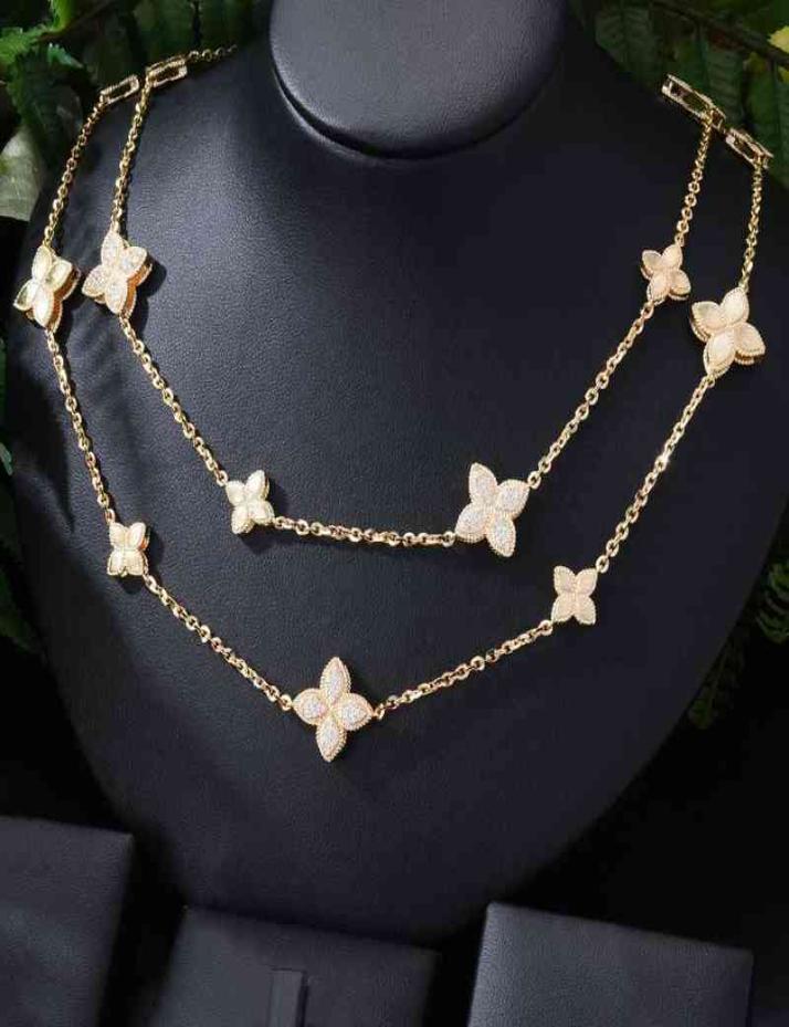 

Blachette Lucky Fourleaf Clover Necklace Long Sweater Chain Cz Zircon Fashion Women039s Party Daily Jewelry Girl Exquisite Gif5348683
