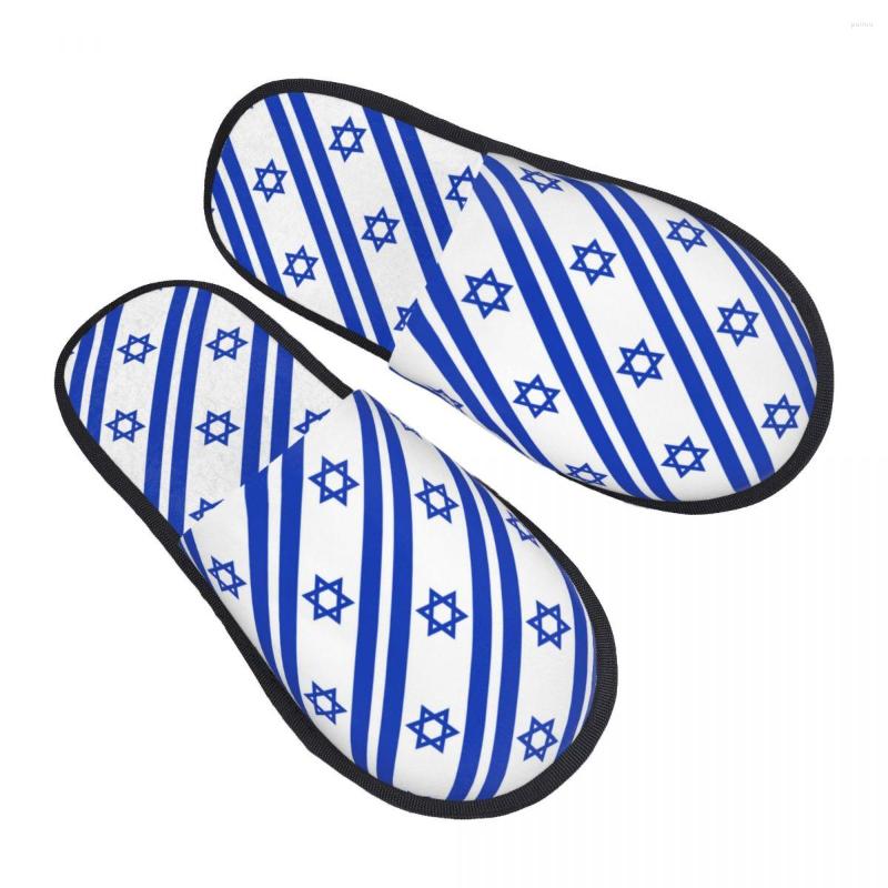 

Slippers Israel Flag Pattern Indoor Furry Slipper Winter Home Shoes House Flat Closed Toe Slides Flip Flops, Black