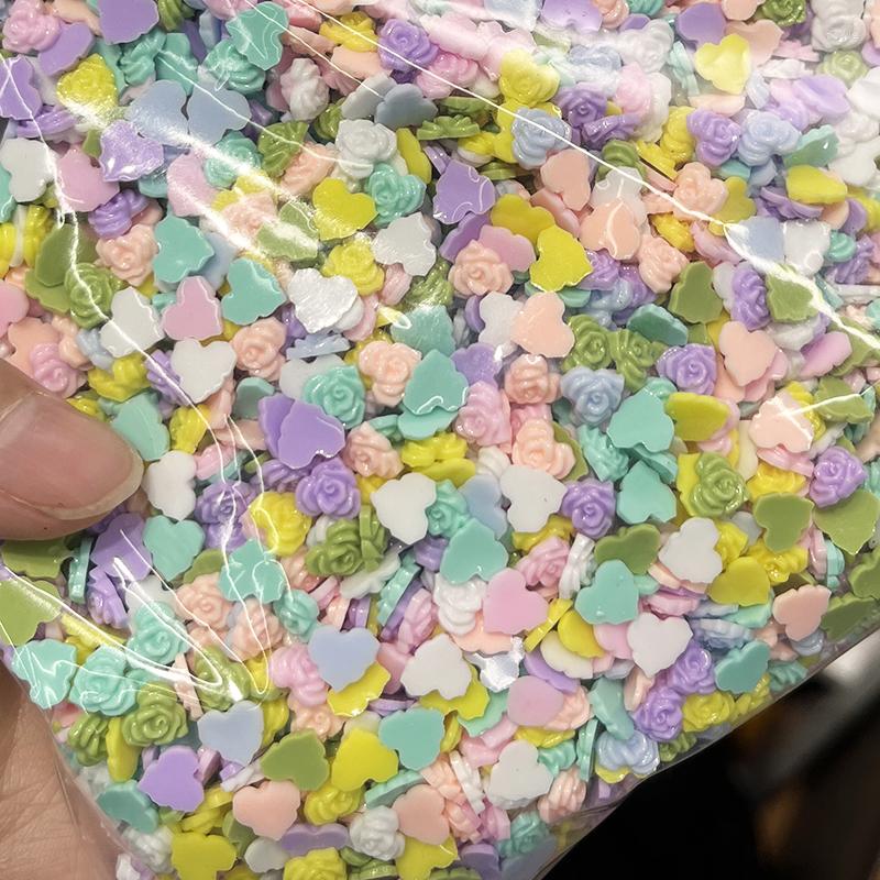 

Nail Art Decorations 100pcs/lot Korea 3D Resin Parts Japanese Kawaii Heart Flower/Bow Knot Accessories Charms Material Supplies