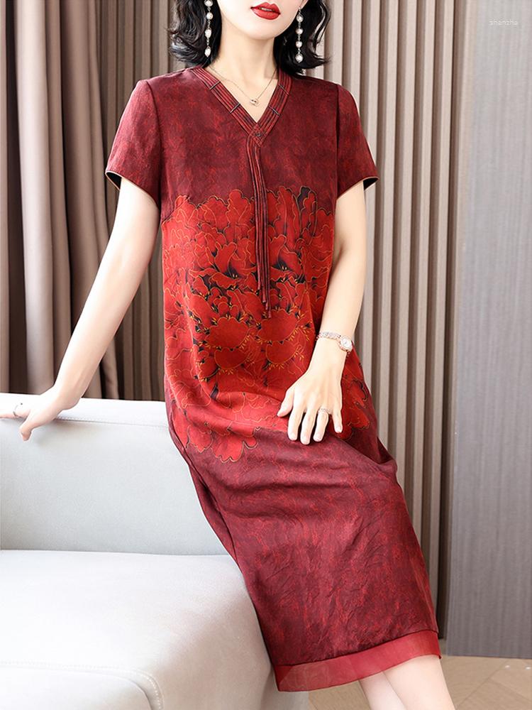 

Party Dresses Casual Midi Vintage Clothes Red Green Summer Dress 2023 Women Satin Silk Black Polka Beach Elegant Boho Festa Luxo For