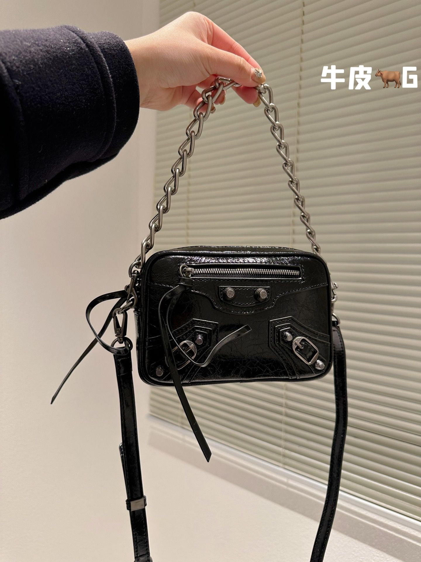 

Handbag Leather new shoulder leather handbag messenger bag fashion bag Cowhide 2023 Genuine Designer shoulder bag chain One tide inclin Pvsn, Black