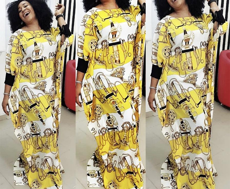 

Ethnic Clothing African Design Print Dashiki Dress Muslim Abaya Ruffle Sleeve Bat Fairy Maxi Robe Gowns Broder Riche Sexy Lady Loose