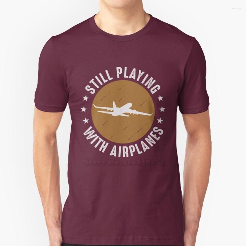 

Men's T Shirts Funny Pilot Still Playing With Airplanes Printed Men Shirt Summer Style Hip Hop Casual Plane Airplane, Mtee-burgundy
