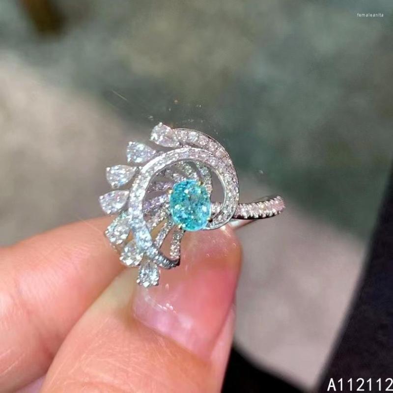 

Cluster Rings Fine Jewelry 925 Sterling Silver Inset With Natural Gemstone Women's Luxury Elegant Fresh Apatite Adjustable Ring Support