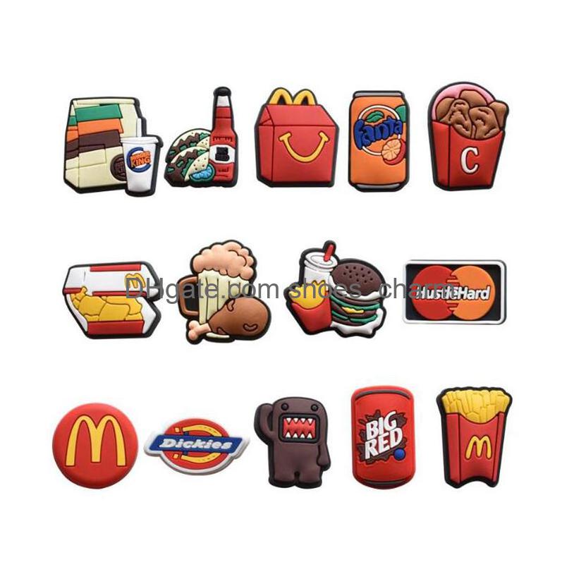 

Charms Shoe Parts Accessories Food Drinks Fried Chicken Soft Pvc Clog Decoration Buckcle For Drop Delivery Otpaz