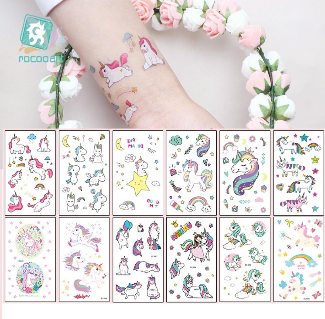 

Unicorn tattoos Pink Cute Unicorn Temporary Tattoo paste lovely fun stickers cartoon children9185221