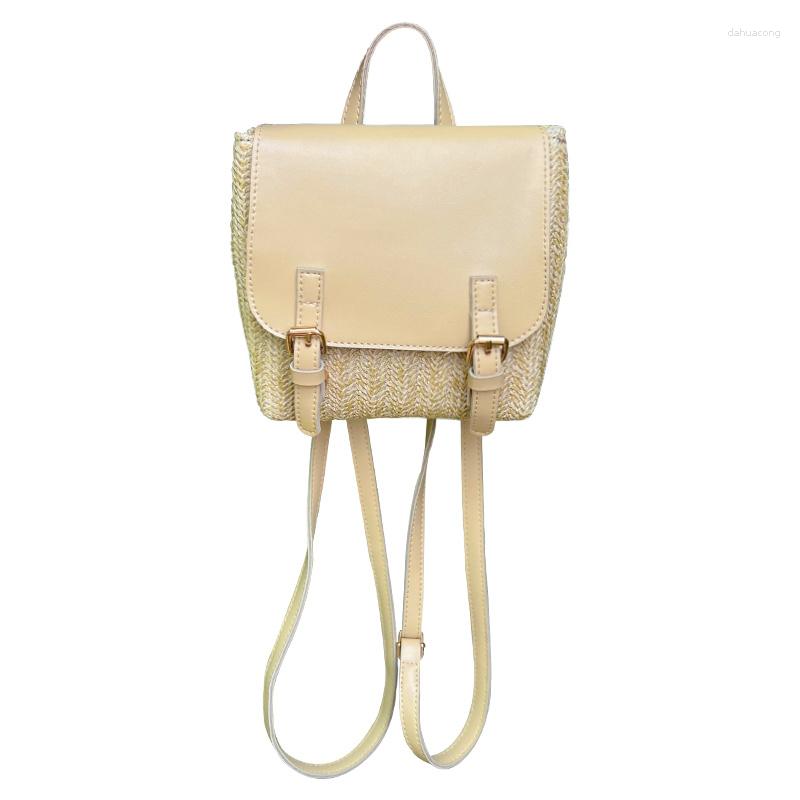 

Evening Bags Niche Design 2023 Summer Grass Woven Small Bag Women's Leisure Messenger Korean Ins Backpack Trend, Beige
