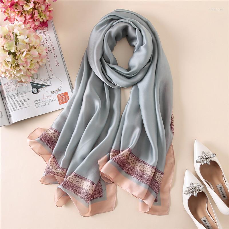 

Scarves 180 90cm Brand Summer Women Scarf Fashion Quality Soft Silk Female Shawls Foulard Beach Cover-Ups Wraps Bandana 18