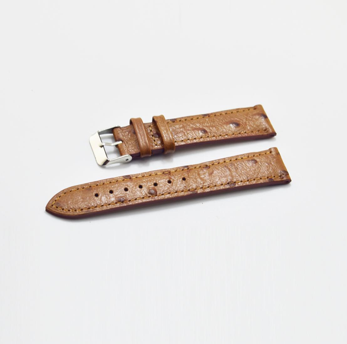 

New leather retro ostrich pattern 1824mmRetro Genuine Leather Watchbands Brown Yellow Gray Matte Watch Strap 2018 new1559719