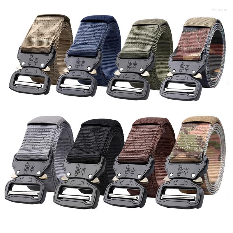 

Belts Military Tactical Belt Army Nylon Metal Buckle Men Waistband Heavy Duty Waist Hunting Training Accessories, B 125cm
