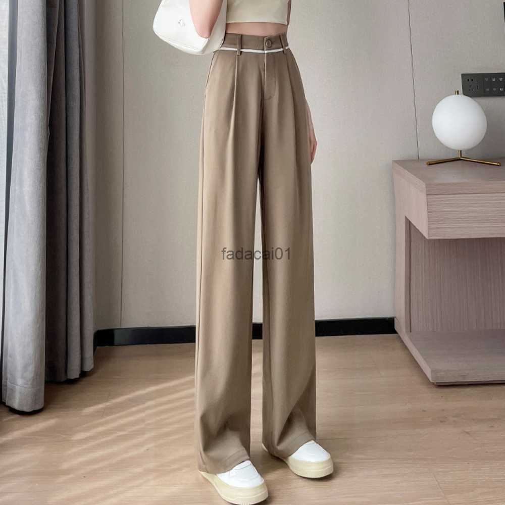 

Women' Summer Fashion Wide Leg Pants High Waist Loose Straight Pants Ladies Streetwear Casual Long Trousers Pantalones Mujer L230621, Khaki