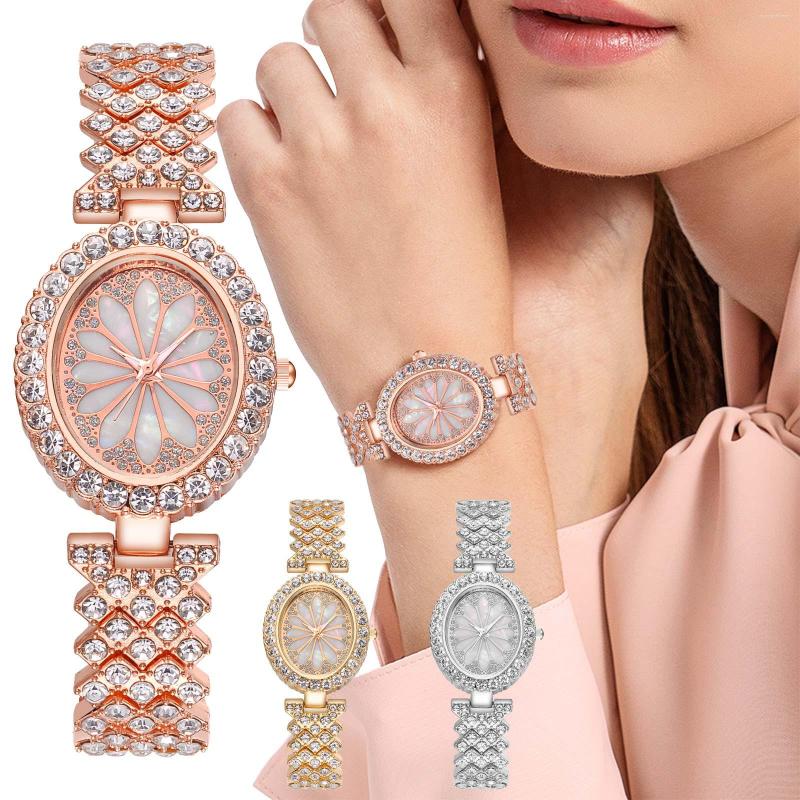

Wristwatches Women Fashion Watch Clock Stainless Steel Casual Dress Wrist Crystal Jewelry Rhinestone Ladies Quartz Relogio
