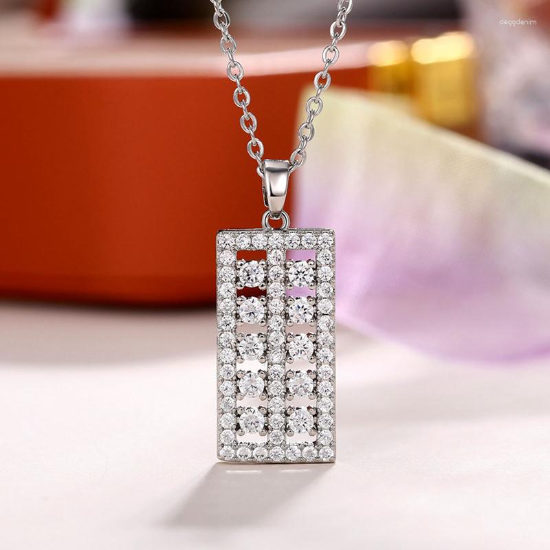 

Pendant Necklaces 2023 Modern Fashion Bride Wedding Necklace Geometric Rectangle Shaped With CZ Stone Trendy Jewelry For Women