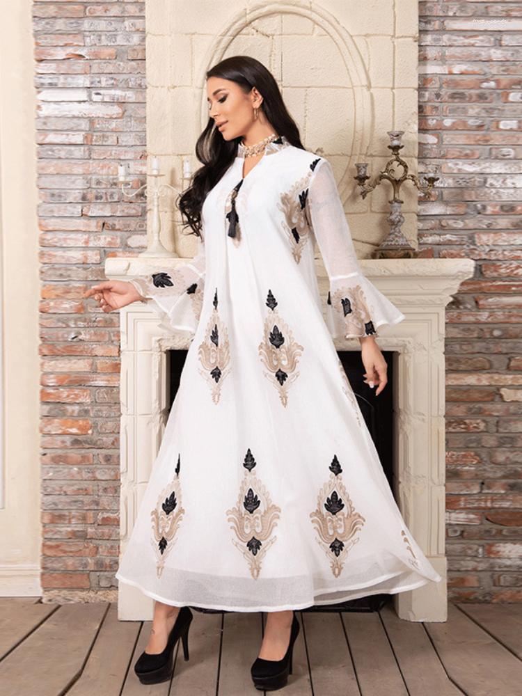 

Ethnic Clothing Elegant Muyslim Women Dress Ramadan Eid Mubarak Robe Femme Long Dresses Prayer Kaftan Abaya Dubai Arabic Turkey Islam