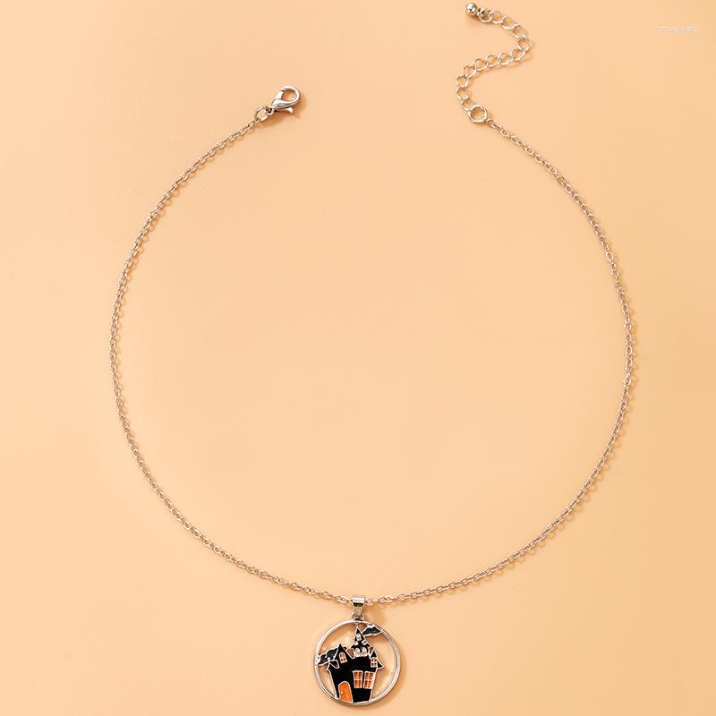 

Chains HuaTang Holiday Jewelry Halloween Fun Neckchain Ghost Eye Beads Mummy Pumpkin Lantern Geometric Necklace