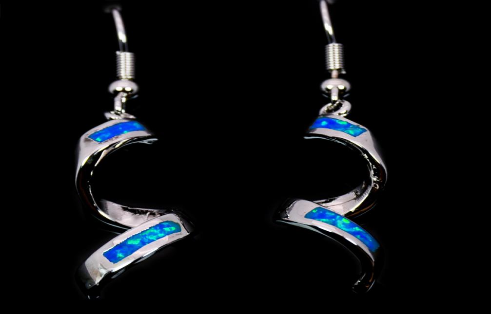 

Whole Retail Fashion Blue Fine Fire Opal Spiral Earrings 925 Sliver Jewelry EF170831056471186