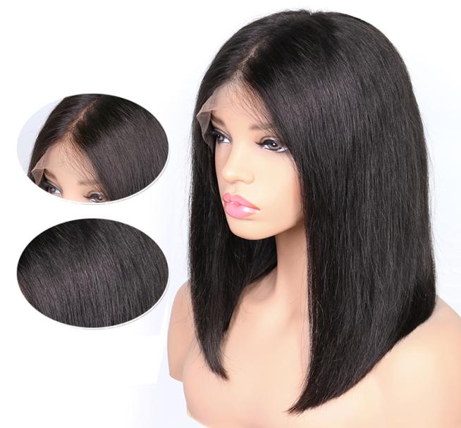 

150 Density 13x4 13x6 Brazilian Short Bob Wigs Glueless Lace Front Human With Baby Hair Straight Bobo Wigs6260172, Black