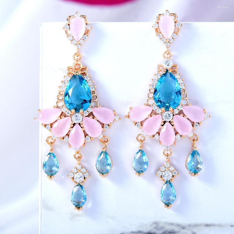 

Dangle Earrings Kellybola 2023 Spring Trendy Color Matching Water Drop Zirconia Women's Party Daily Anniversary Jewelry