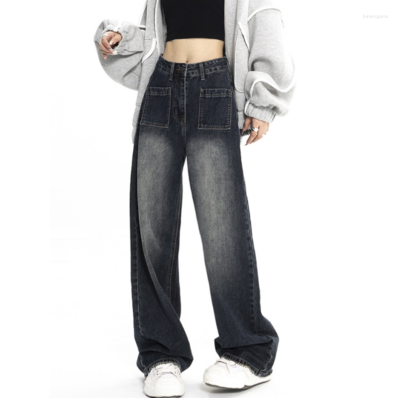 

Women's Jeans Y2K Baggy Women High Waist Wide Leg Pant Black Vintage