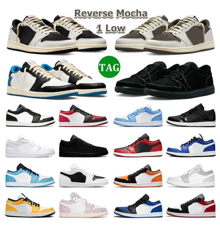 

New Fashion Jumpman 1 1s Low Mens Basketball Shoes Black Phantom Fragment Dark Reverse Mocha Starfish True Blue Wolf Grey UNC Tear Away Silv, 37