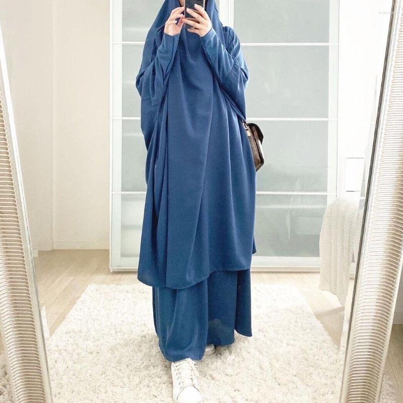 

Ethnic Clothing Hooded Muslim Women Prayer Garment Jilbab Abaya Ramadan Gown Abayas Skirt Sets