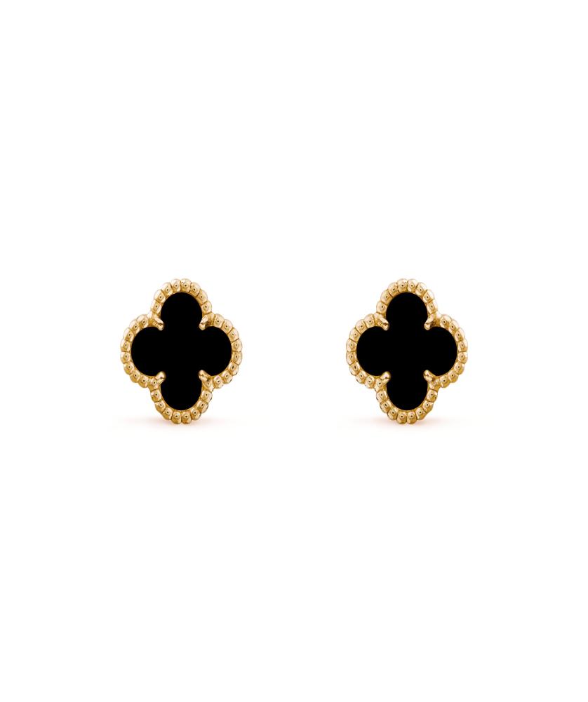 

Designer Earrings 14K gold stud earrings black agate fourleaf clovers female medium size clip earpin Valentine039s Day lucky l4482371