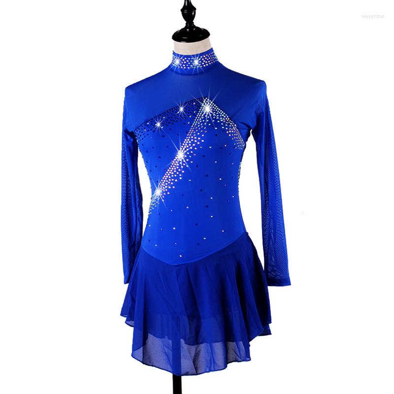 

Stage Wear Women And Girls Performance Royal Blue Figure Skating Dress Sexy Ice TXH-B102