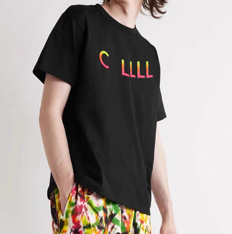 

Designer CL T-Shirts for Mens Summer Gradient Letter Shirts Women Round Neck Short Sleeve Tees Lovers Luxury Fashion Casual Senior Top, Black