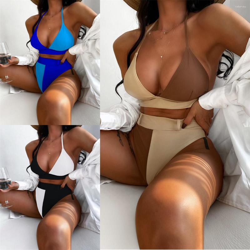 

Women's Swimwear 2023 High Waist Bikini Set Two Pieces Push Up Women Stroj Kapielowy Maio Biquini Mujer Banador Badpak Dames Monokini, As shown