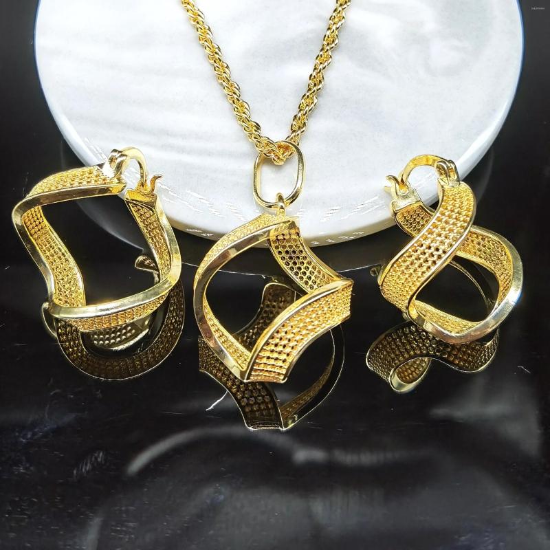 

Necklace Earrings Set RYQ Women's Fashion Jewelry Gold Pendant And Earring Hollow Plated Holiday Gift Party Wear Classic Accessories, Picture shown