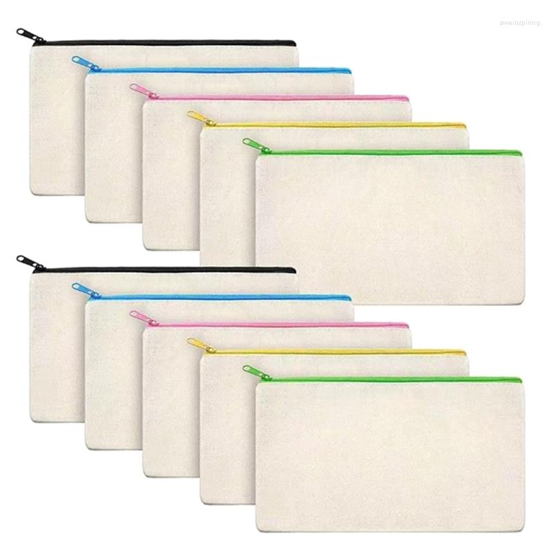 

Jewelry Pouches 10Pcs Blank Canvas Zipper Pouch Makeup Bags/Small Pencil Multi-Purpose Travel Bags With Color For DIY Craft