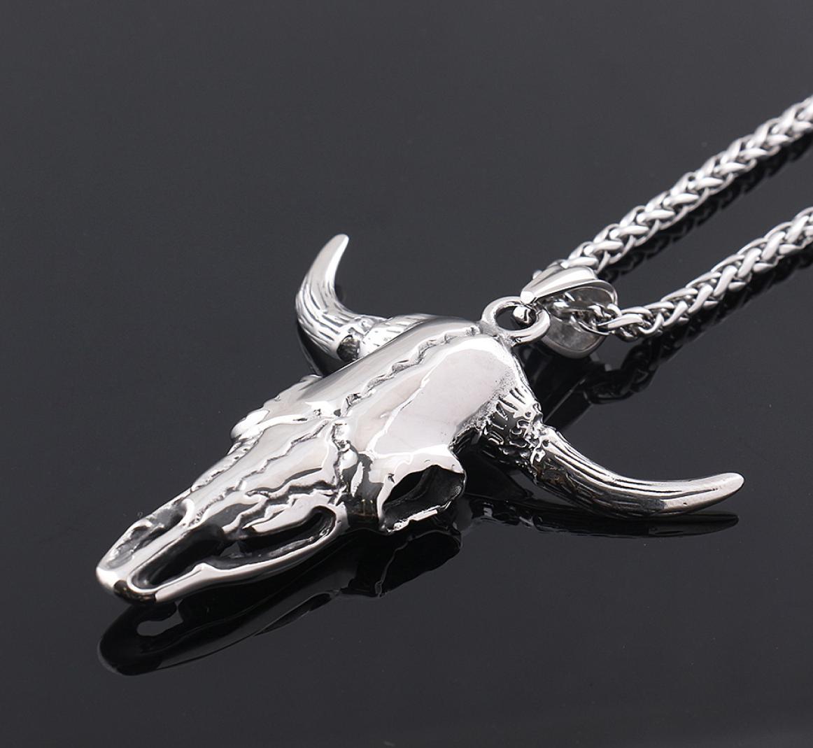 

silver bull head pendant stainless steel jewelry Cow head Necklaces for Men Jewelry MP968573200